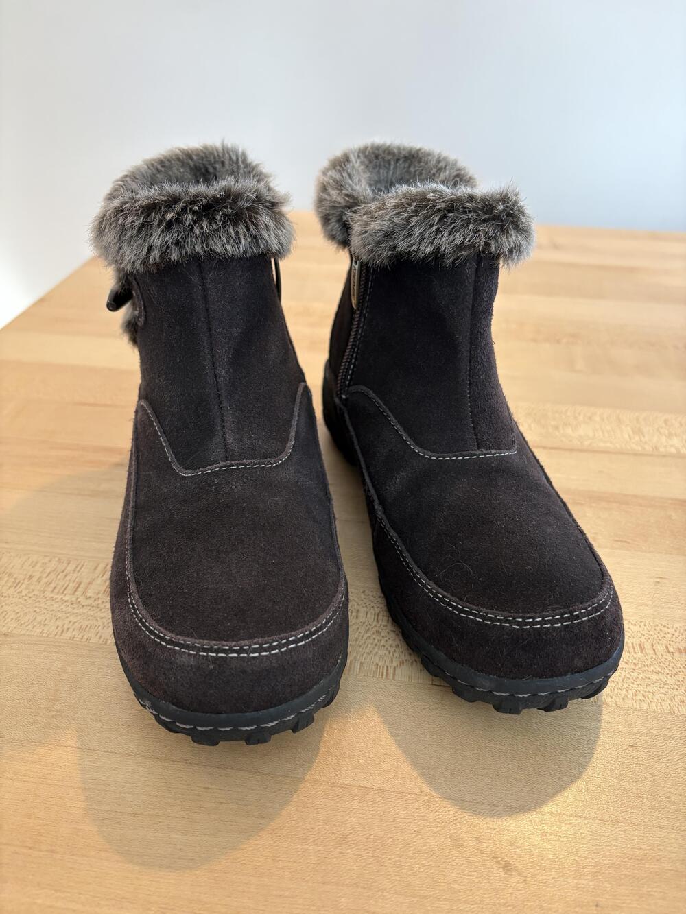 Khombu Boots Womens Size 6 Brown Gracie Faux Fur Ankle Snow Winter Zip